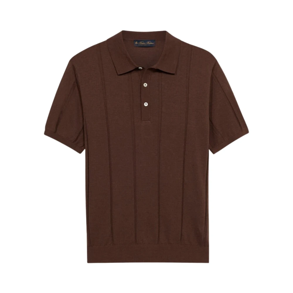 Brooks Brothers Men's Brown Round-Neck Knitwear, M, Cotton Linen Knit-Polo