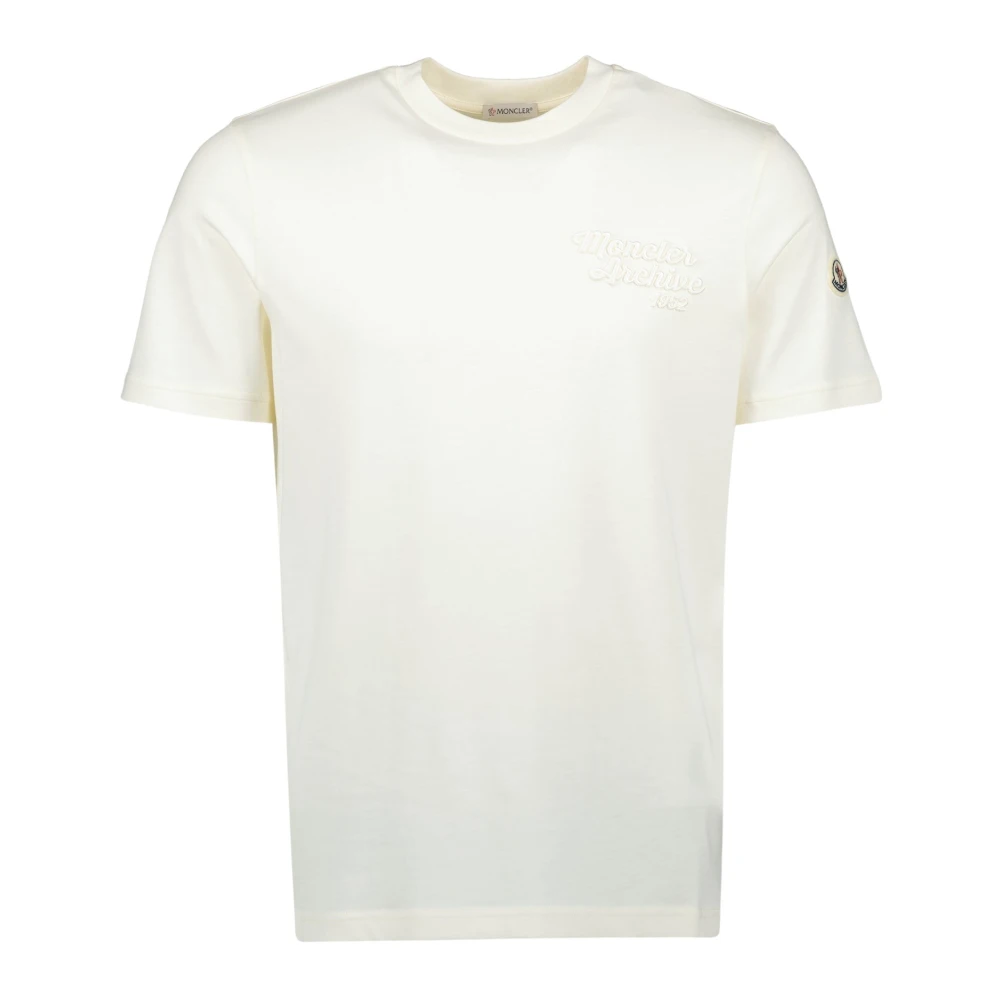 Moncler Vit T-shirt med broderad logotyp White, Herr