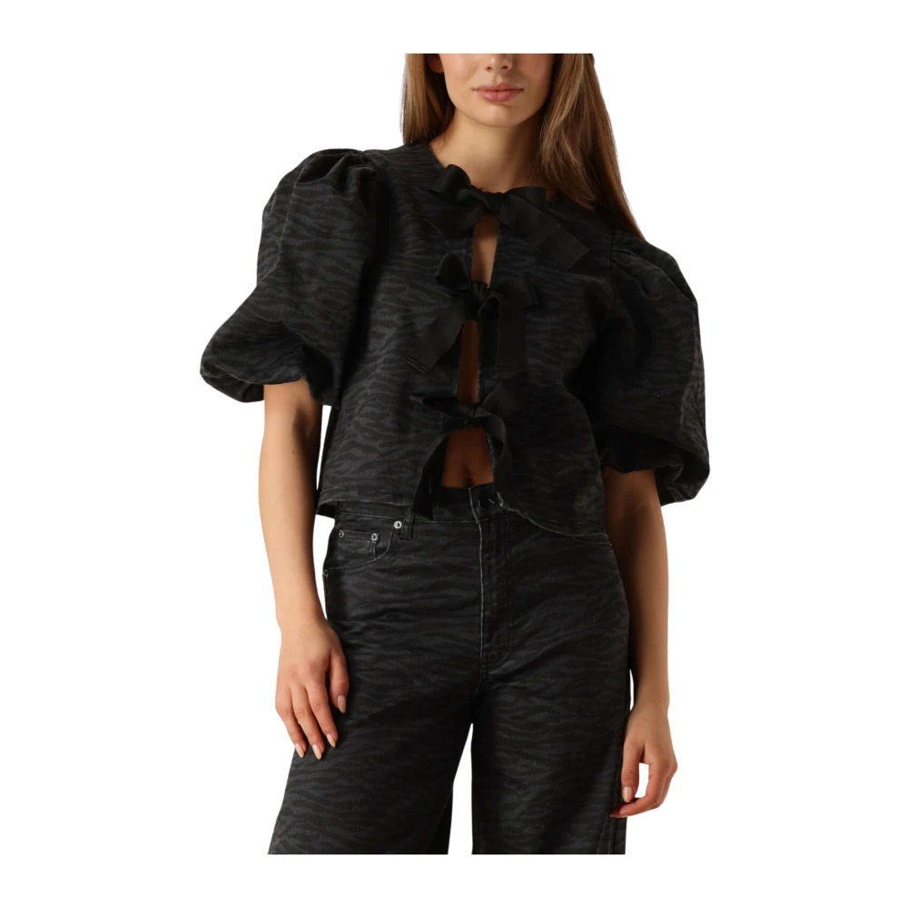 Co'Couture Zebra Bow Blouse Stijlvol en Elegant Gray Dames