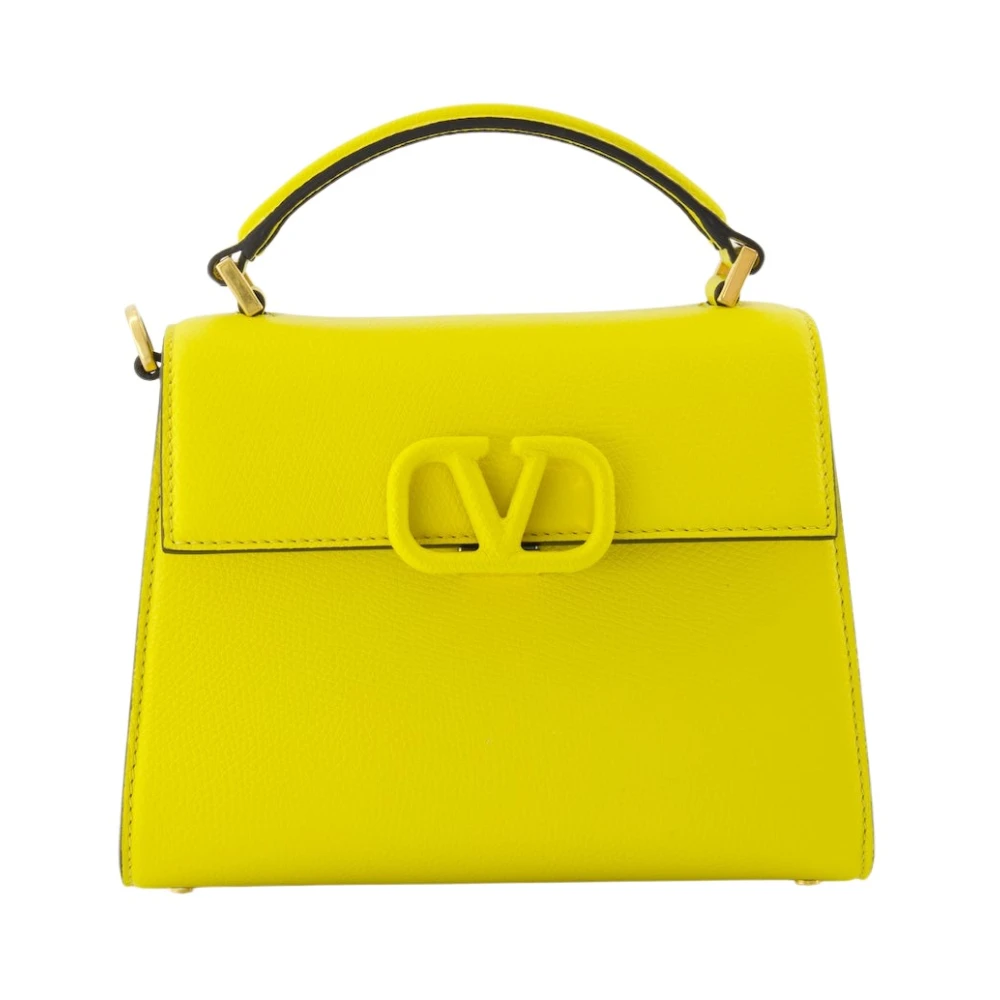 Valentino Garavani Grained leather handbag with adjustable strap Yellow Dames