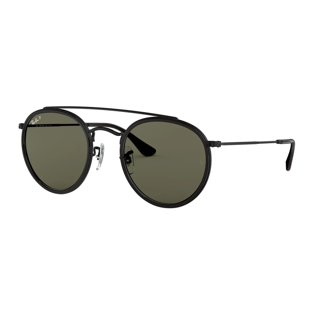 Ray-Ban Unisex Black Sunglasses, 51 Mm, Double Bridge Polarized Sunglasses /Green
