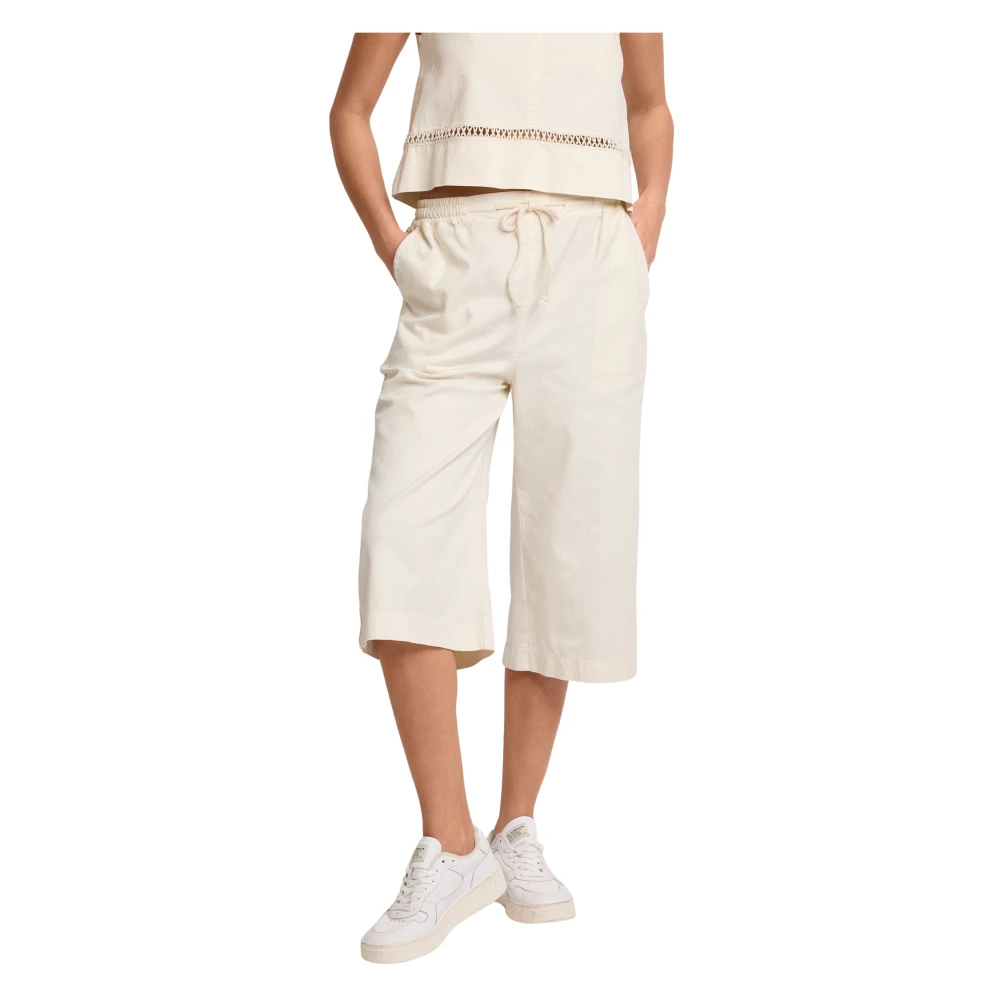 Kocca Women's White Pantaloni Cropped Con Coulisse
