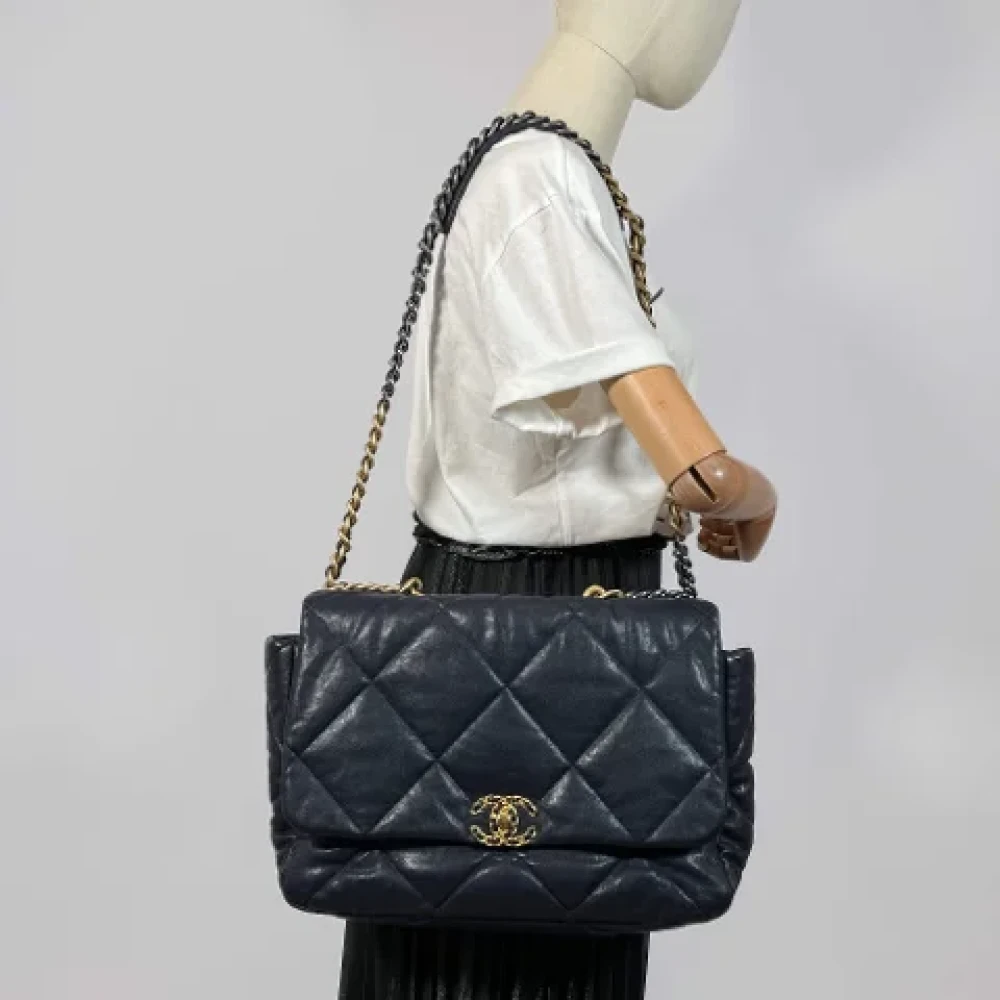 Chanel Vintage Pre-owned Leather chanel-bags Blue Dames