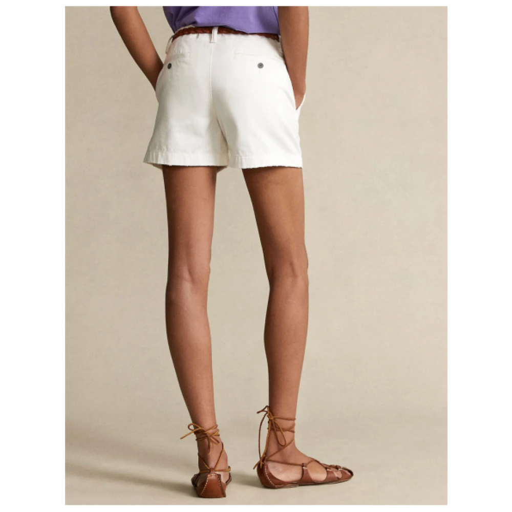 Polo Ralph Lauren Hoog getailleerde Chino Shorts White Dames