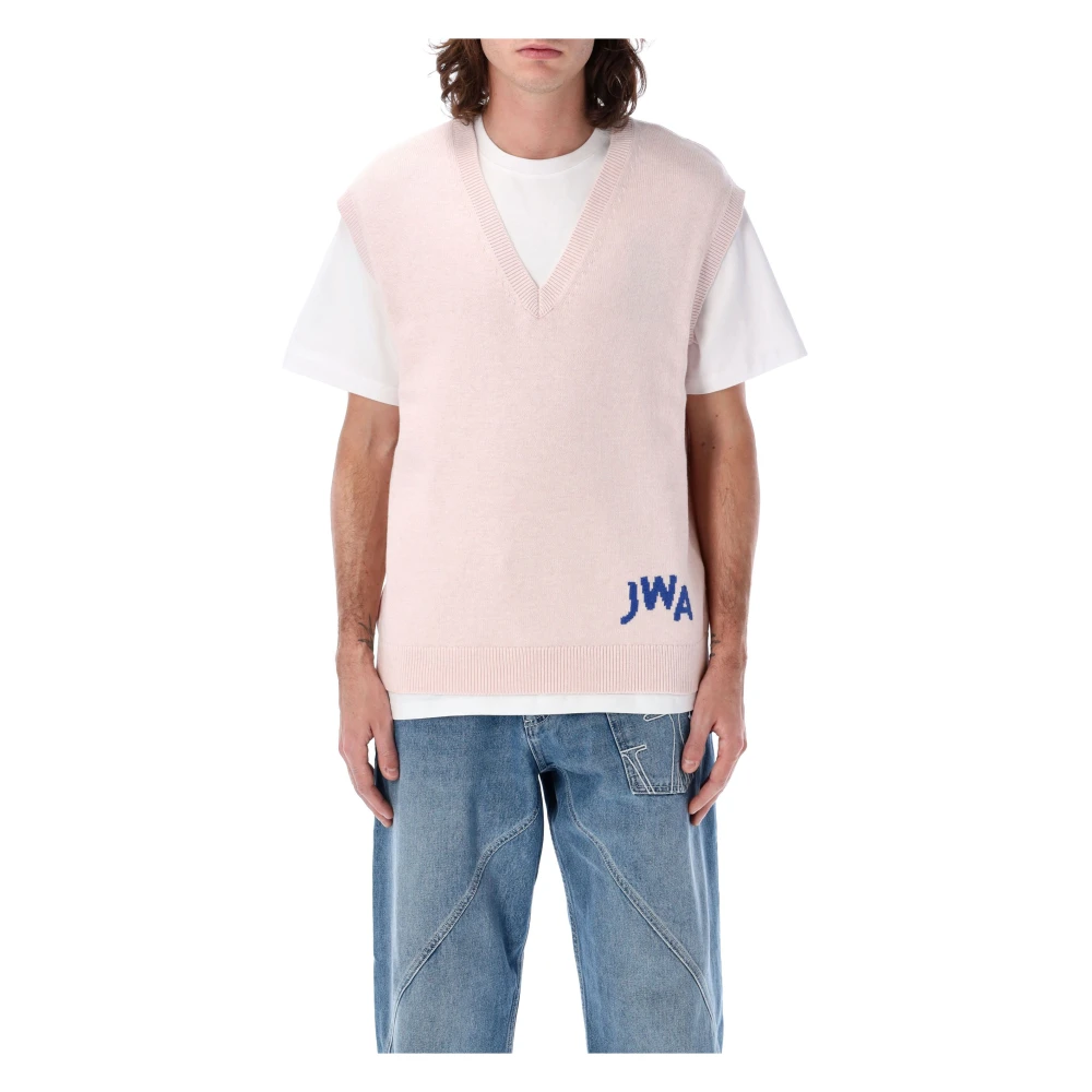 JW Anderson Luxe V-hals Gebreide Kleding Blush Pink Heren