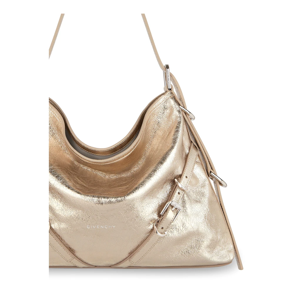 Givenchy Voyou Medium Metallic Leather Shoulder Bag Yellow Dames