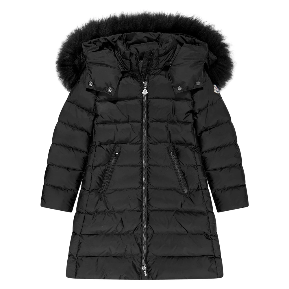Moncler Girls Black Winter Jackets, 8 Y, Abelle Hooded Shearling Down Coat