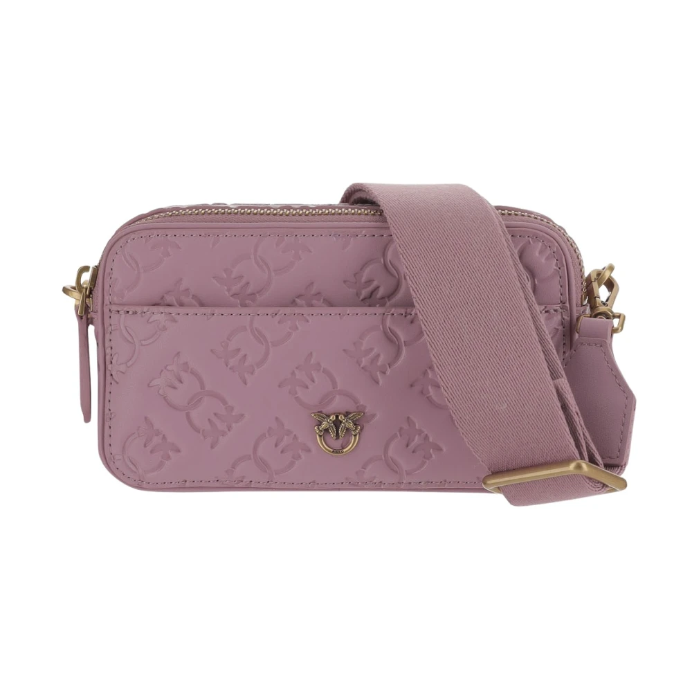 pinko Leren Schoudertas Love Birds Motief Pink Dames