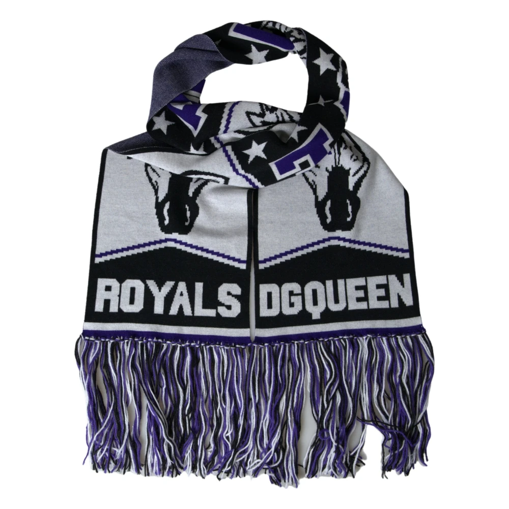 Dolce & Gabbana Women's Multicolor Winter Scarves, One Size, Wool Queen Wrap Fringe Scarf