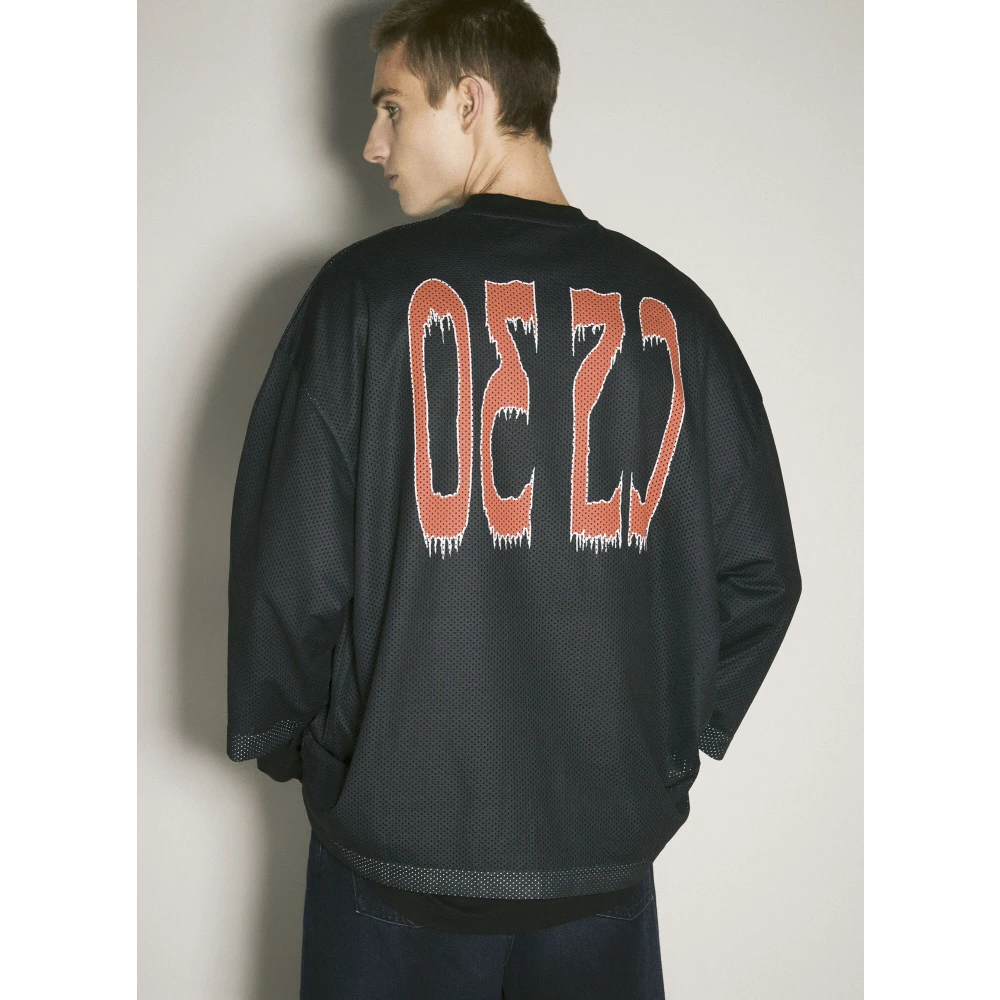 032c Gelaagde Mesh Top met Logopatch Black Heren