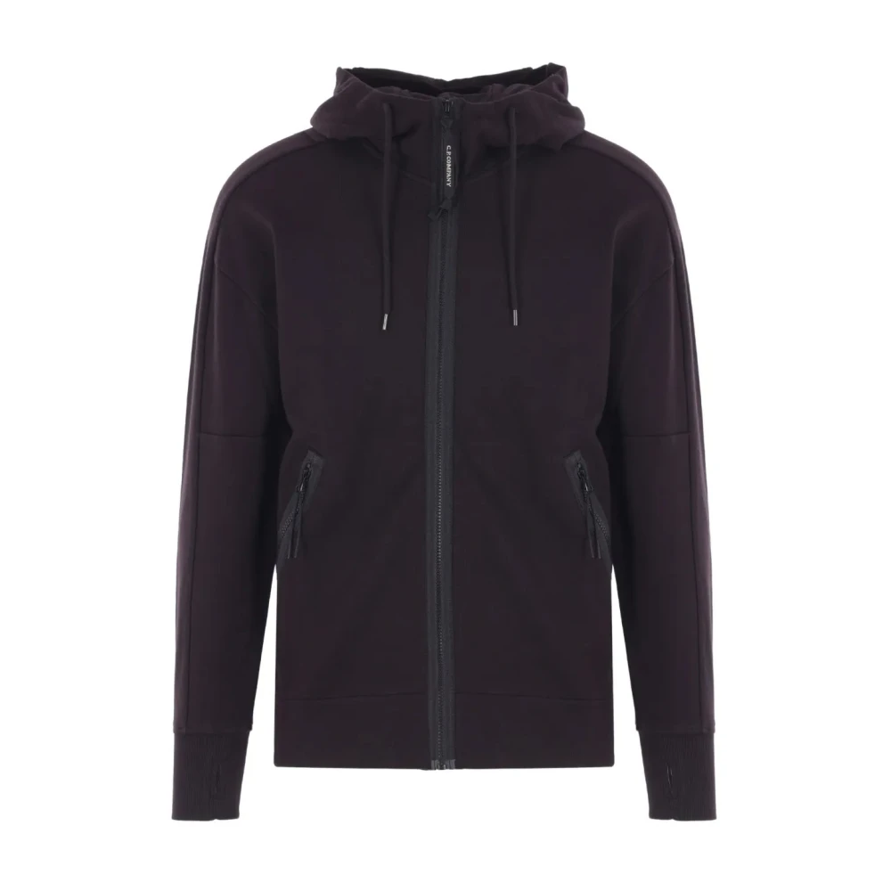 C.p. Company Black Zip-Throughs, Male, M, Hoodie With Eyewear Detail