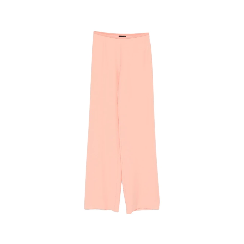 Emporio Armani Pink Crepe Wide-Leg Trousers - Female - Wide Trousers - M - Trousers