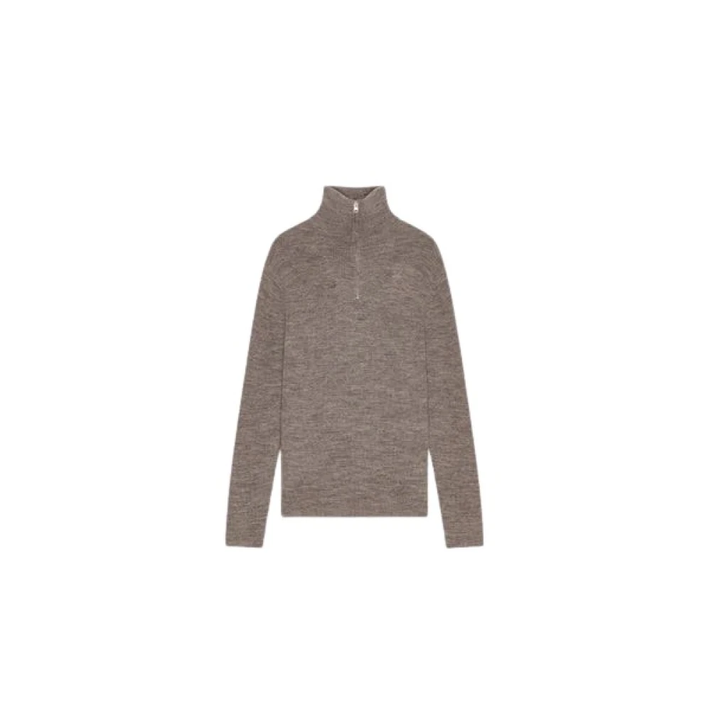 Nn07 Wollen Half-Zip Gebreide Trui Brown Heren