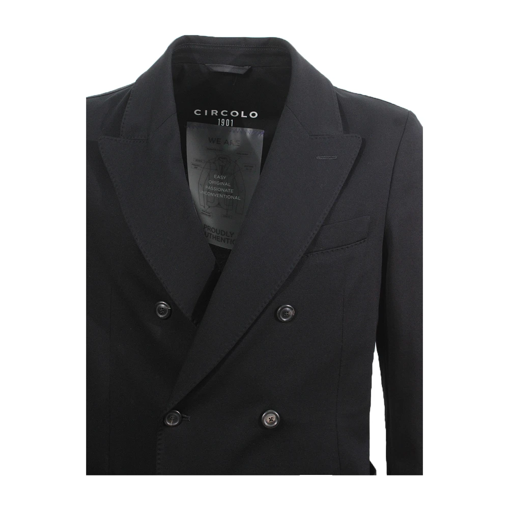 Circolo 1901 Zwarte Katoenen Jas met Peak Revers Black Heren