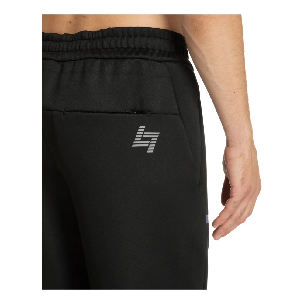 Emporio Armani EA7 Middelhøjt Taille Koordsluiting Sweatpants Effen Logo Black Heren