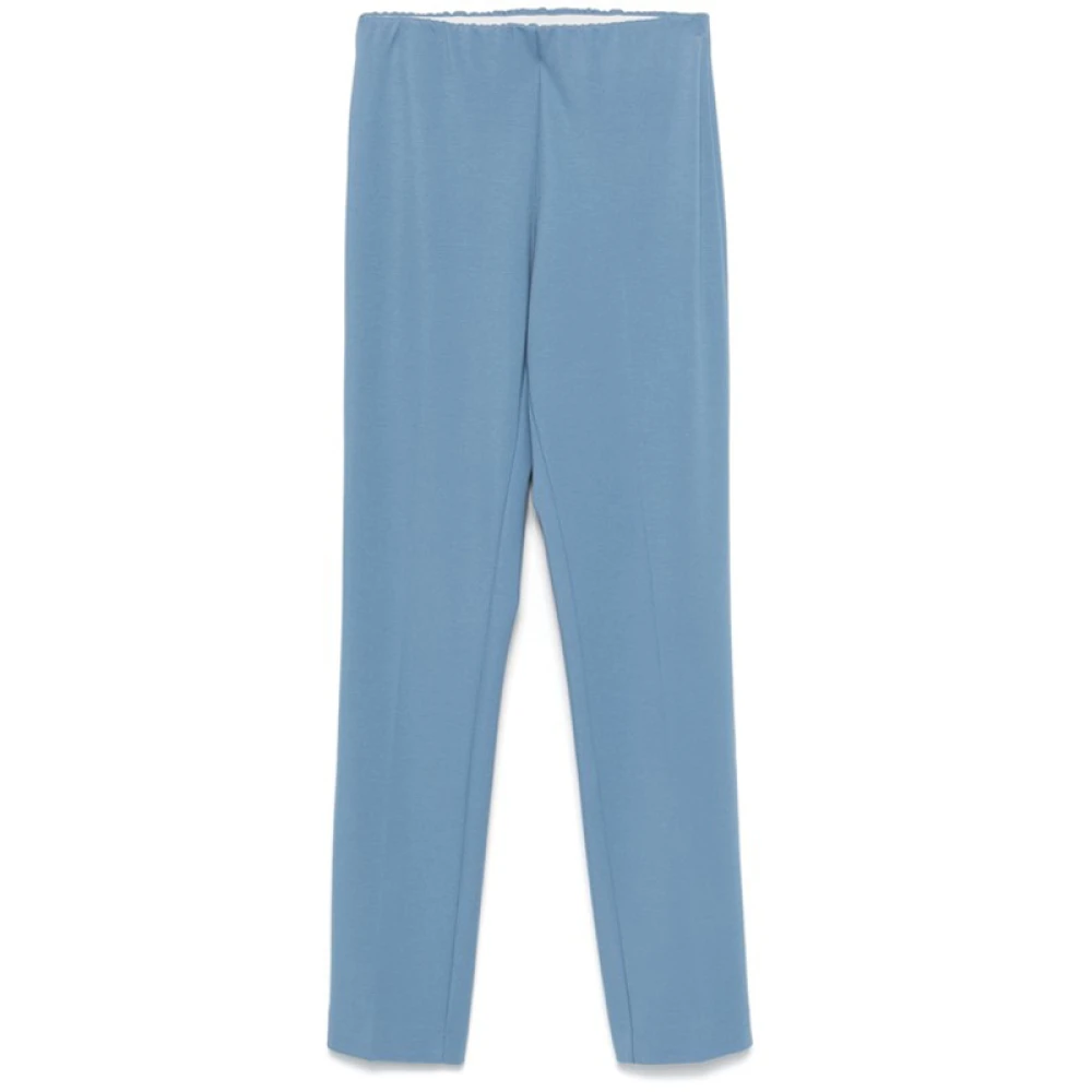 Le Tricot Perugia Blauwe Stretch Plooi Broek Blue Dames