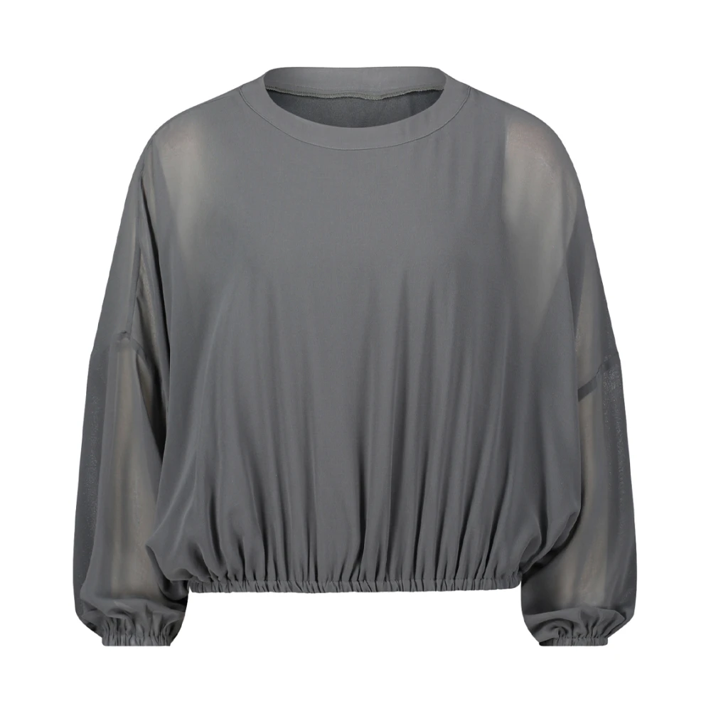 Vera Mont Elegante Oversized Blouse met Ronde Hals Gray Dames