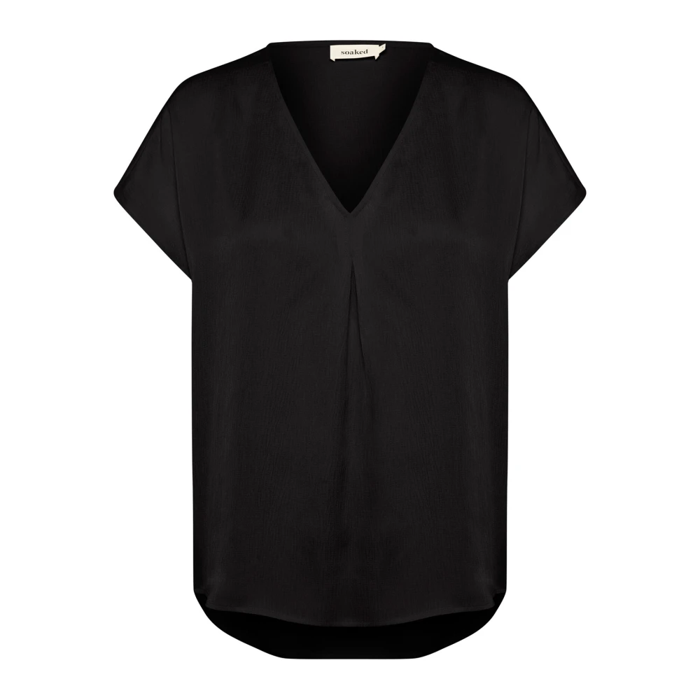 Soaked in Luxury Feminine korte mouw top Black Dames