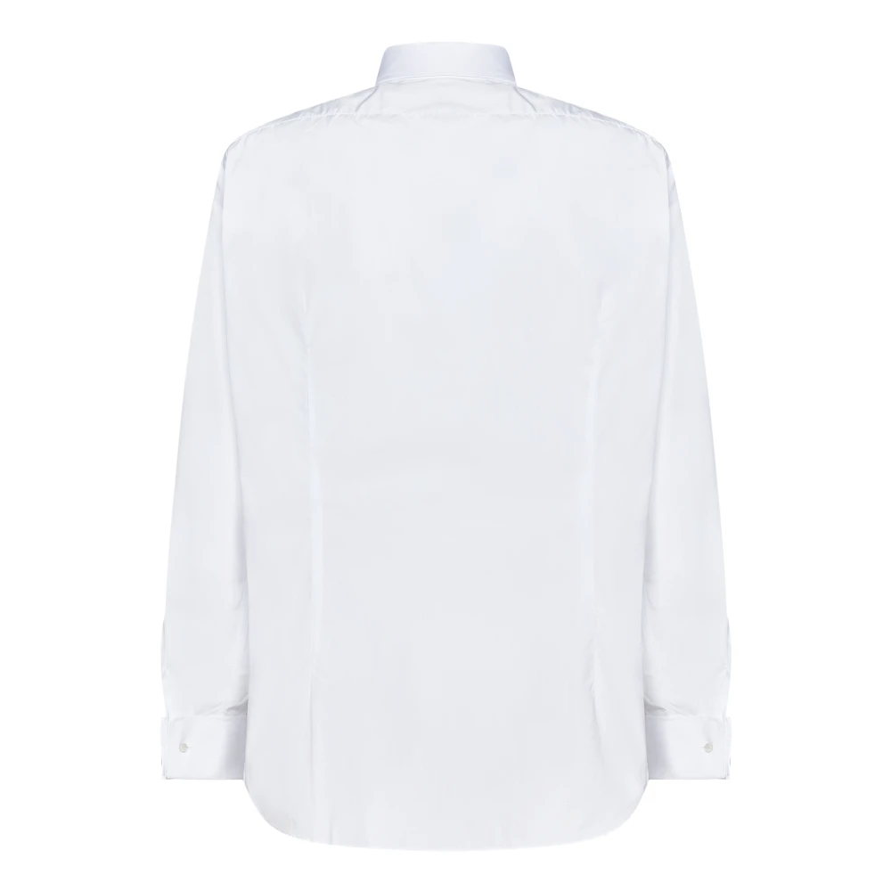 Lardini Witte Gestreepte Plastron Overhemd White Heren