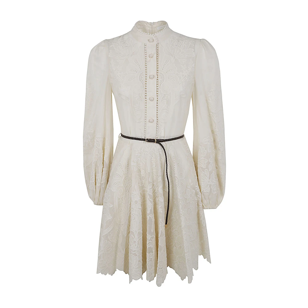 Zimmermann Geborduurde Mini Jurk in Room Beige Dames