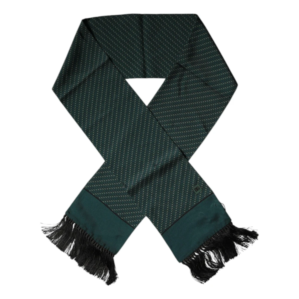Dolce & Gabbana Fantasy Fringes Neck Wrap Scarf - Female - Silk Scarves - Green - One Size - Accessories