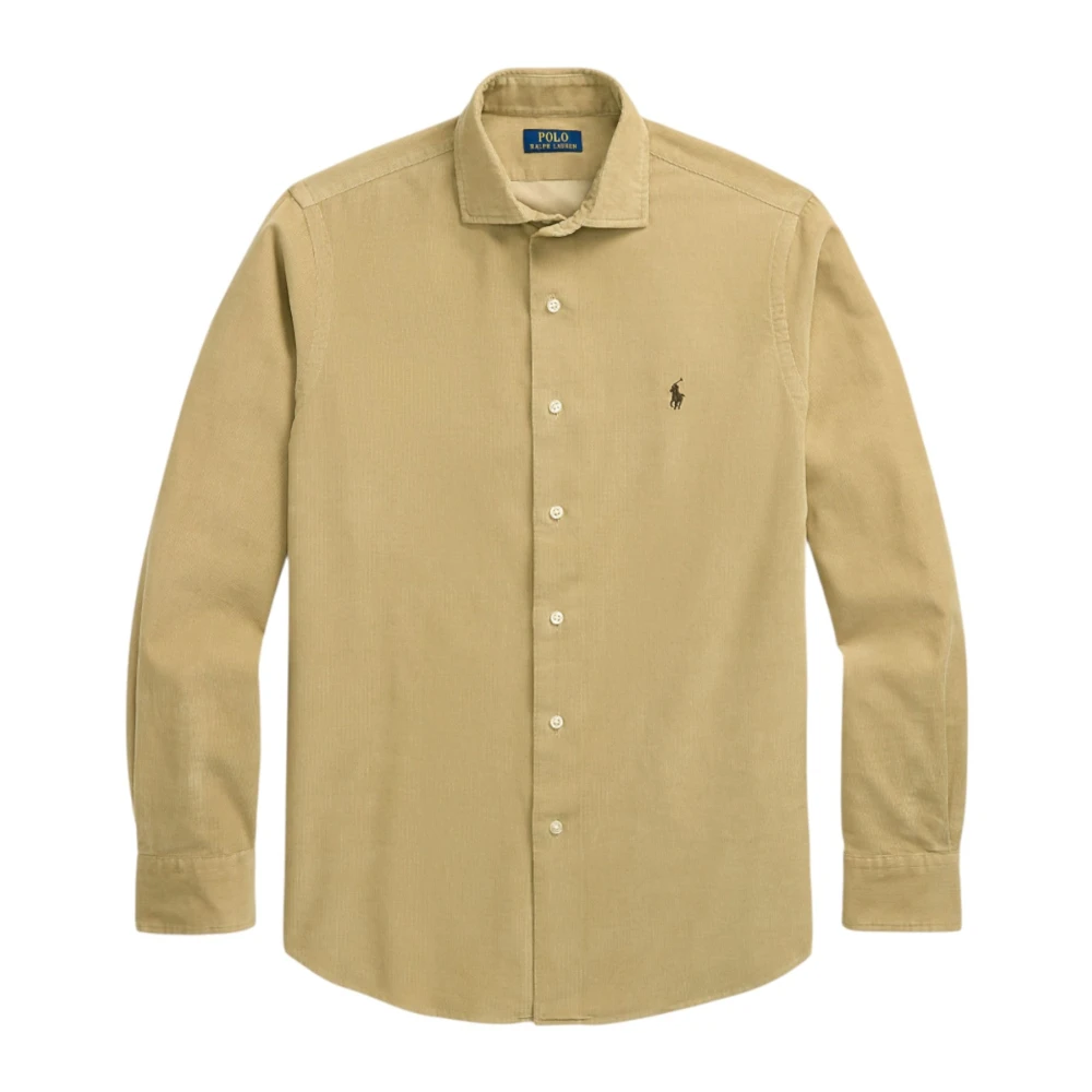 Ralph Lauren Uomo Beige Camicia In Velluto A Coste Custom Fit