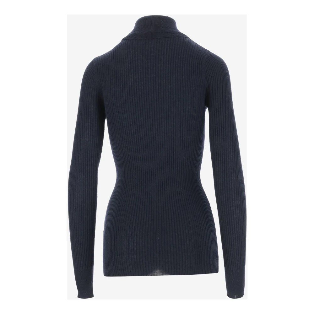 Wild Cashmere Zijde Kasjmier Blend Hoge Hals Trui Blue Dames