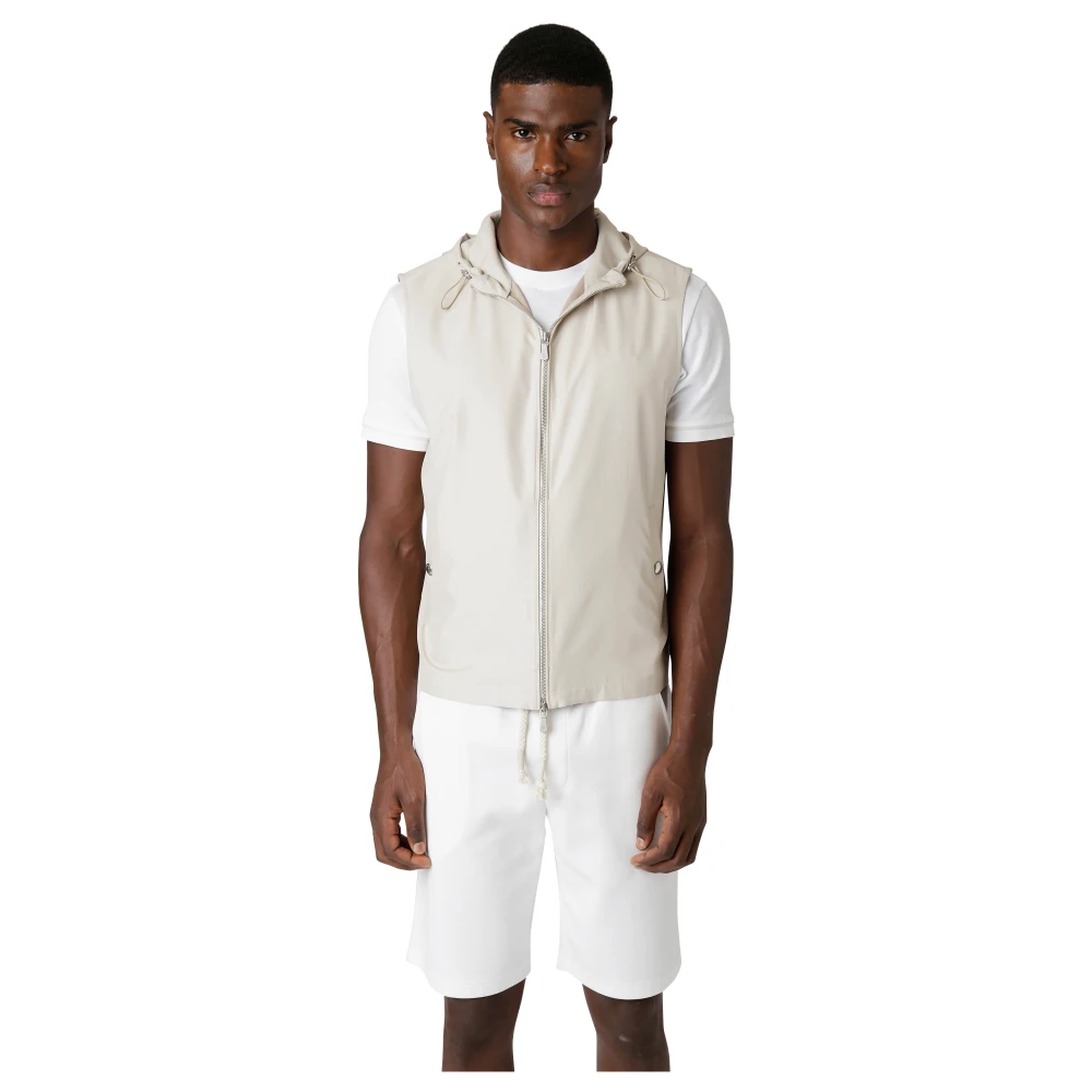 Eleventy Zijden Hoodie met Rits Beige Heren