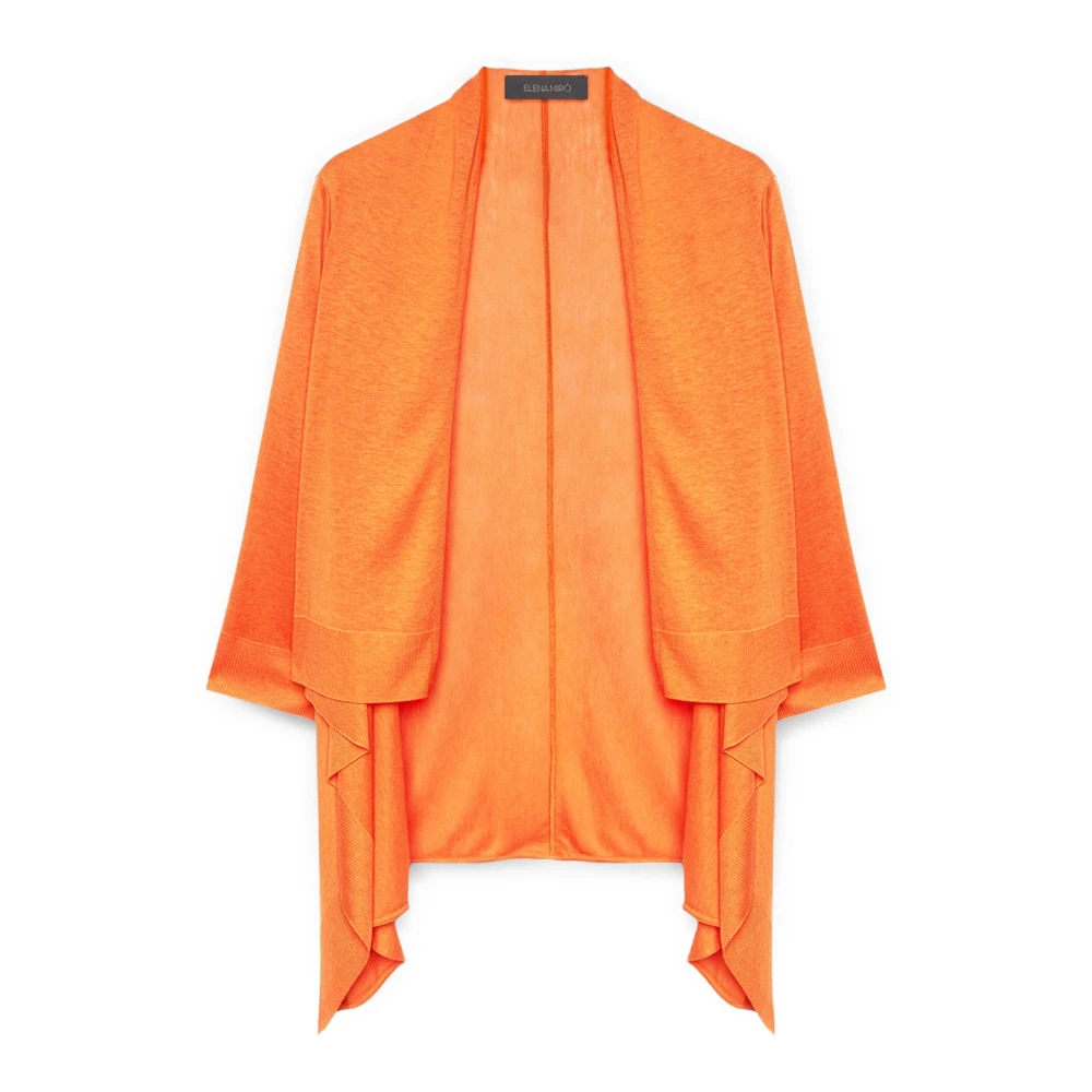 Elena Mirò Lang Licht Gebreid Vest Orange Dames