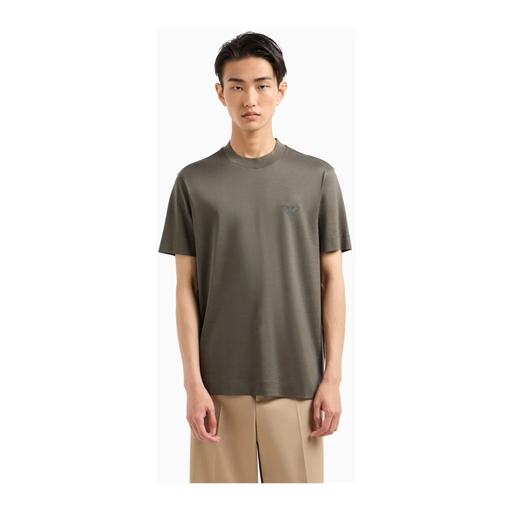 Emporio Armani Flocked Logo Crewneck T-shirt Green Heren