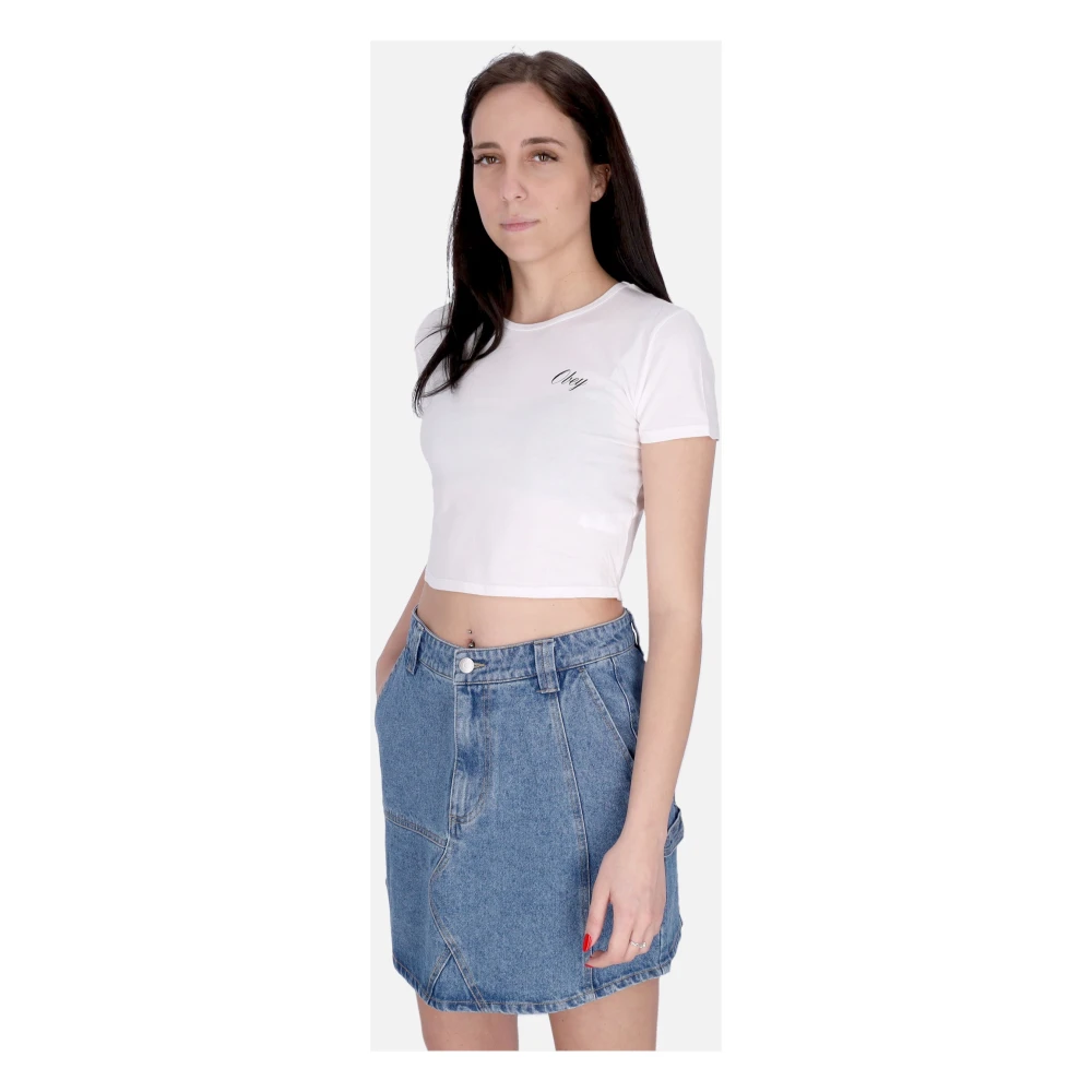 Obey Witte Cropped Chloe Tee Dames T-shirt White Dames