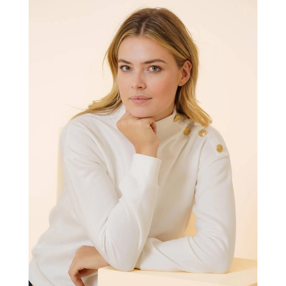 Geisha Sweatshirt met knopen White Dames