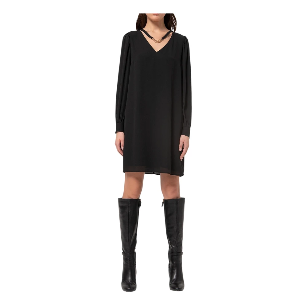 Fracomina Black Short Dresses, Female, Xl, A-Line Mini Dress