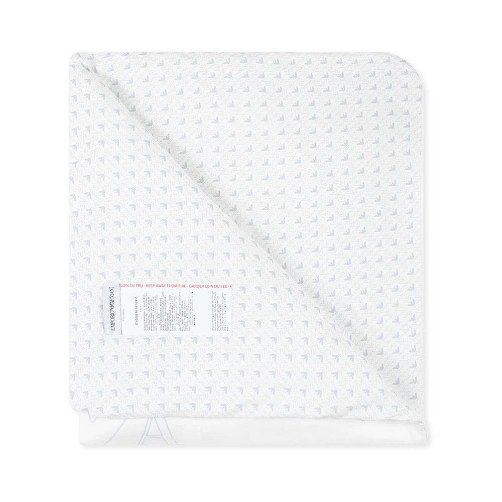Emporio Armani Wit Katoenen Deken met Adelaar Ontwerp White Unisex