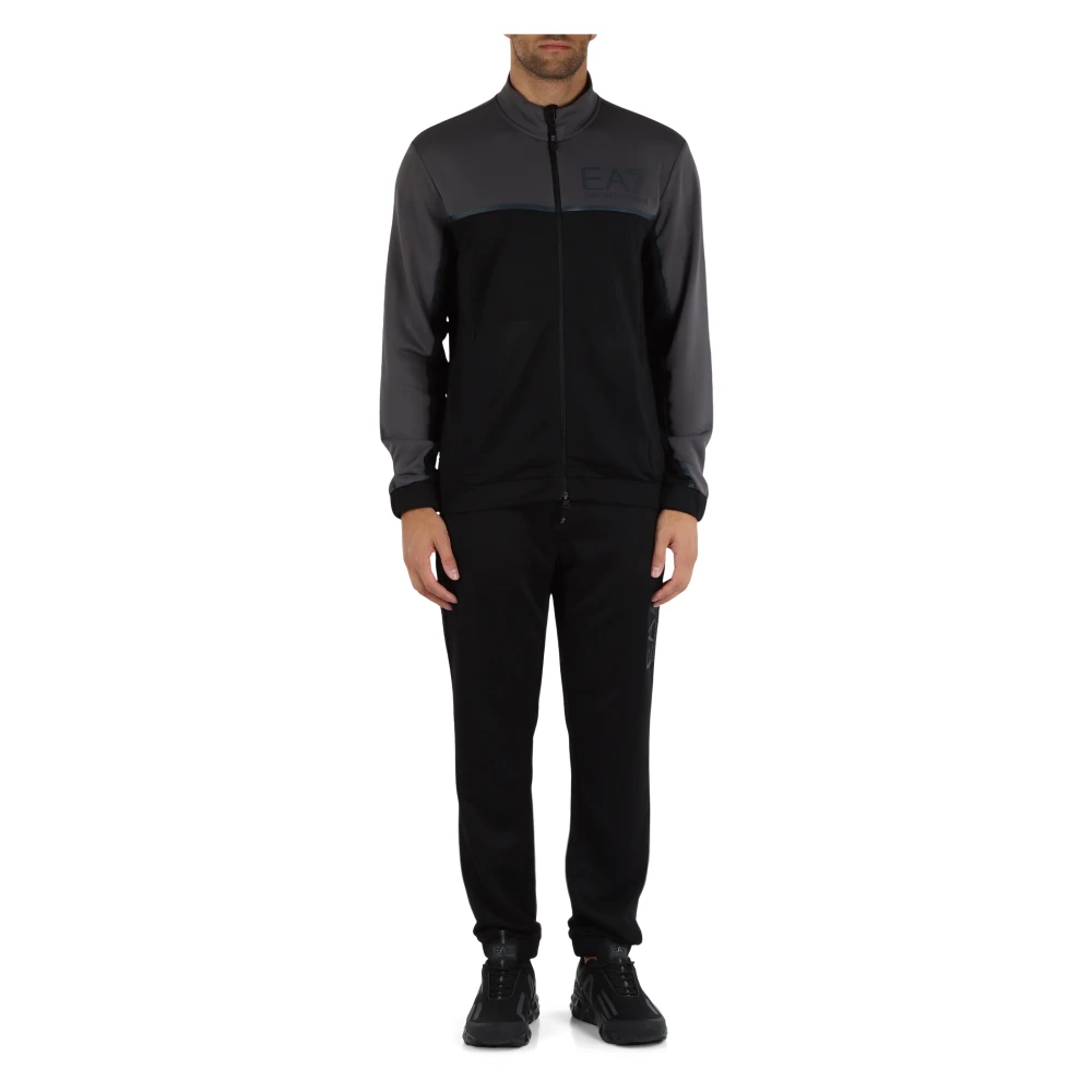 Emporio Armani Ea7 Men's Black Sporty Zip-Up Sweatshirt And Pants Set
