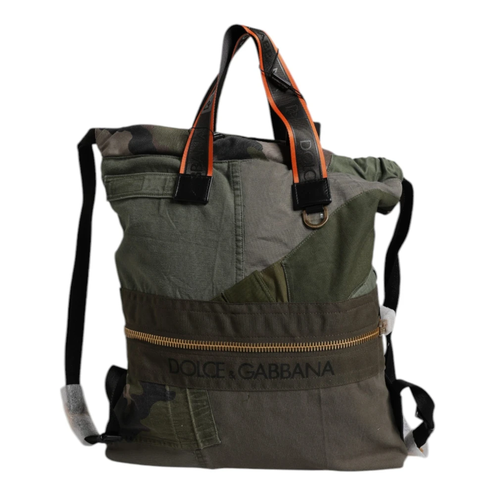 Dolce & Gabbana Unisex Green Military Patchwork Rucksack Backpack