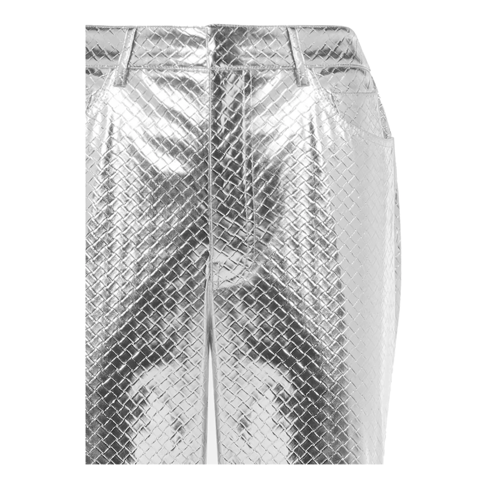 Rotate Birger Christensen Zilveren Hoge Taille Geweven Broek Gray Dames