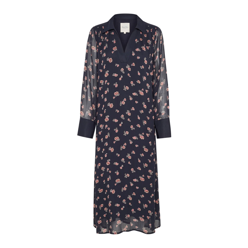 Part Two Donkerblauwe Mini Vervaagde Bloemen Jurk Blue Dames