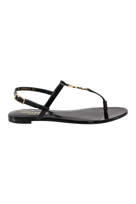 Svart Monogram Läder Sandaler