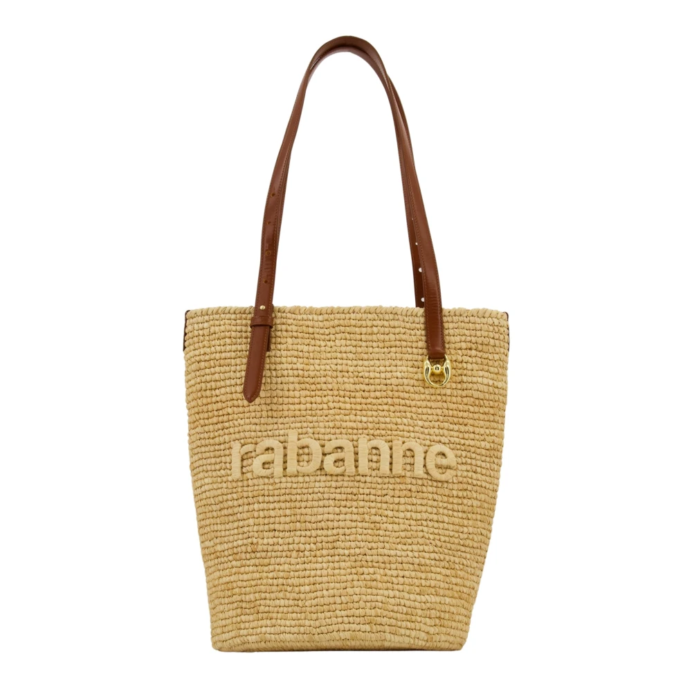 Rabanne Women's Beige Raffia Tote Bag