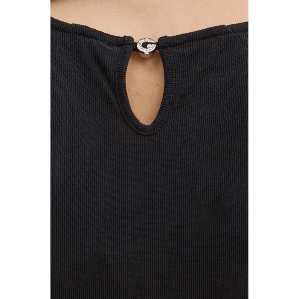 Guess Geribbelde Mouwloze Top Zwart Black Dames