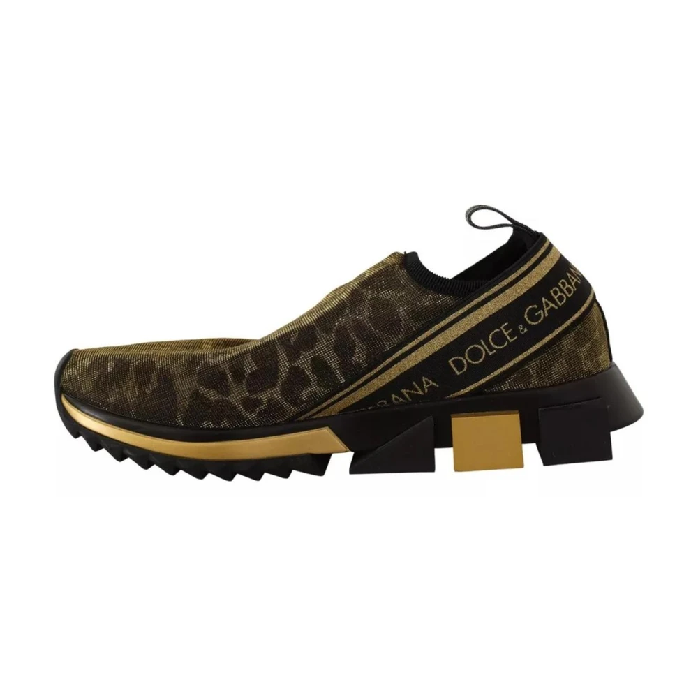 Dolce & Gabbana Glitter Leopard Slip-On Sneakers Brown Dames