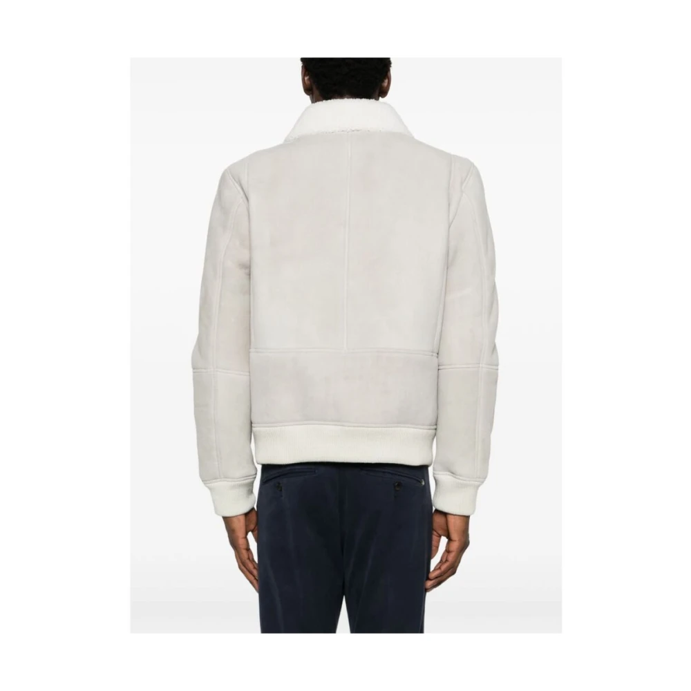 Dondup Shearling Leren Buitenkleding met Ritssluiting Gray Heren