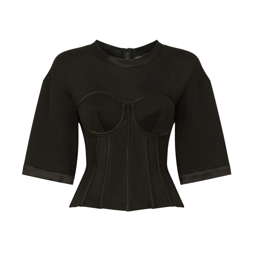Dolce & Gabbana Stijlvol Zwart Zijden Blend Korset Top Black Dames