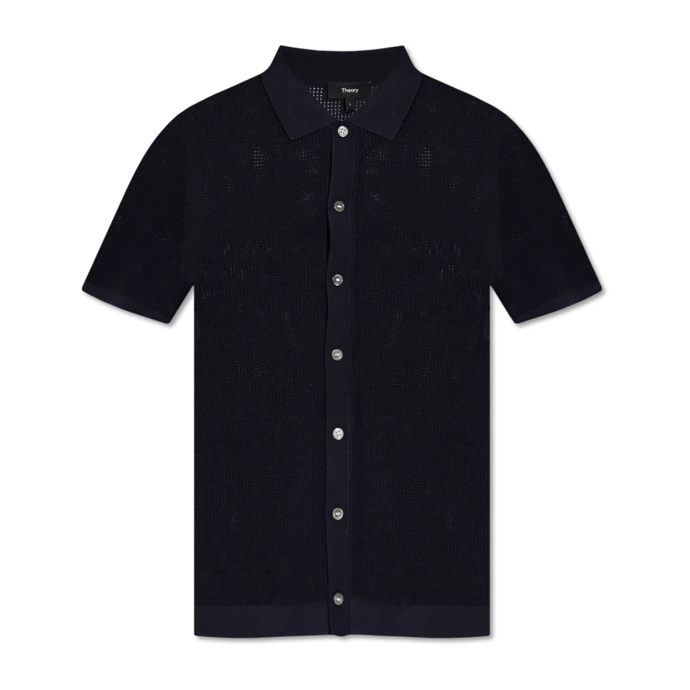 Theory Poloshirt met opengewerkt patroon Blue Heren