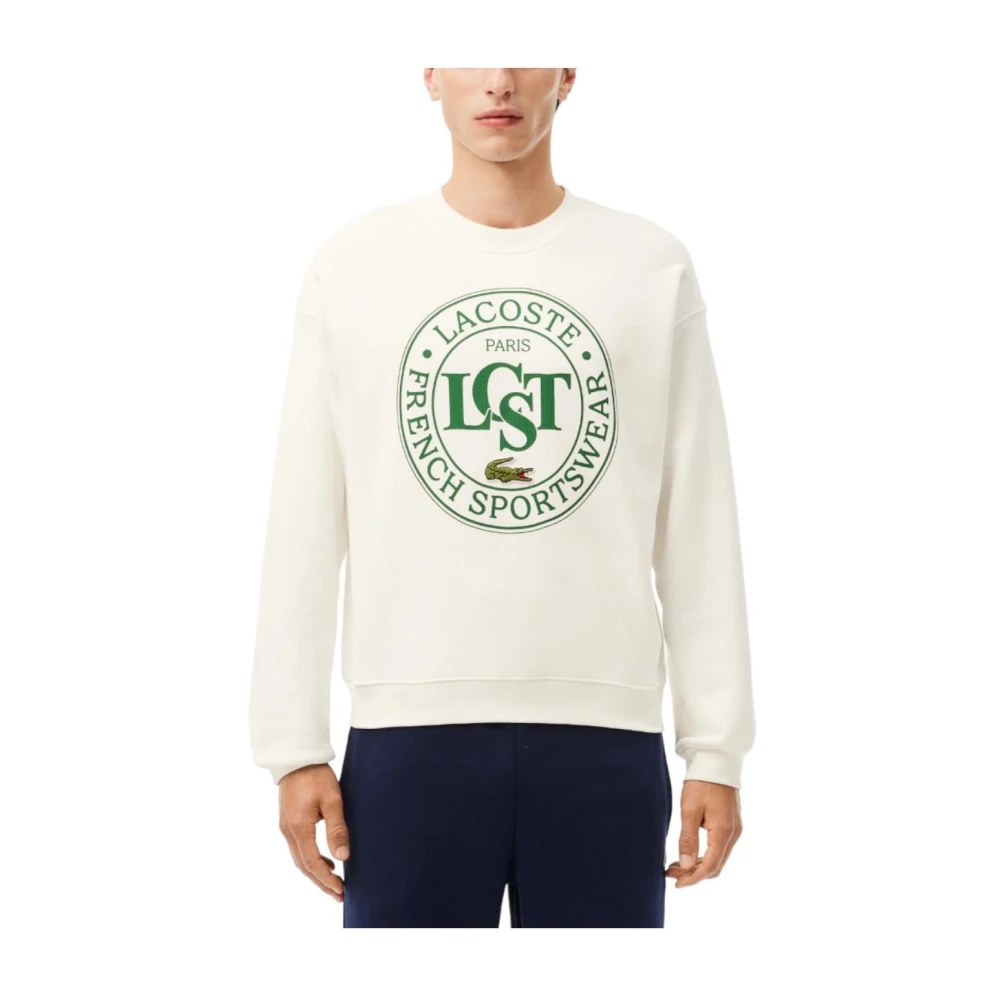 Lacoste Oversized Krokodil Sweater White Heren