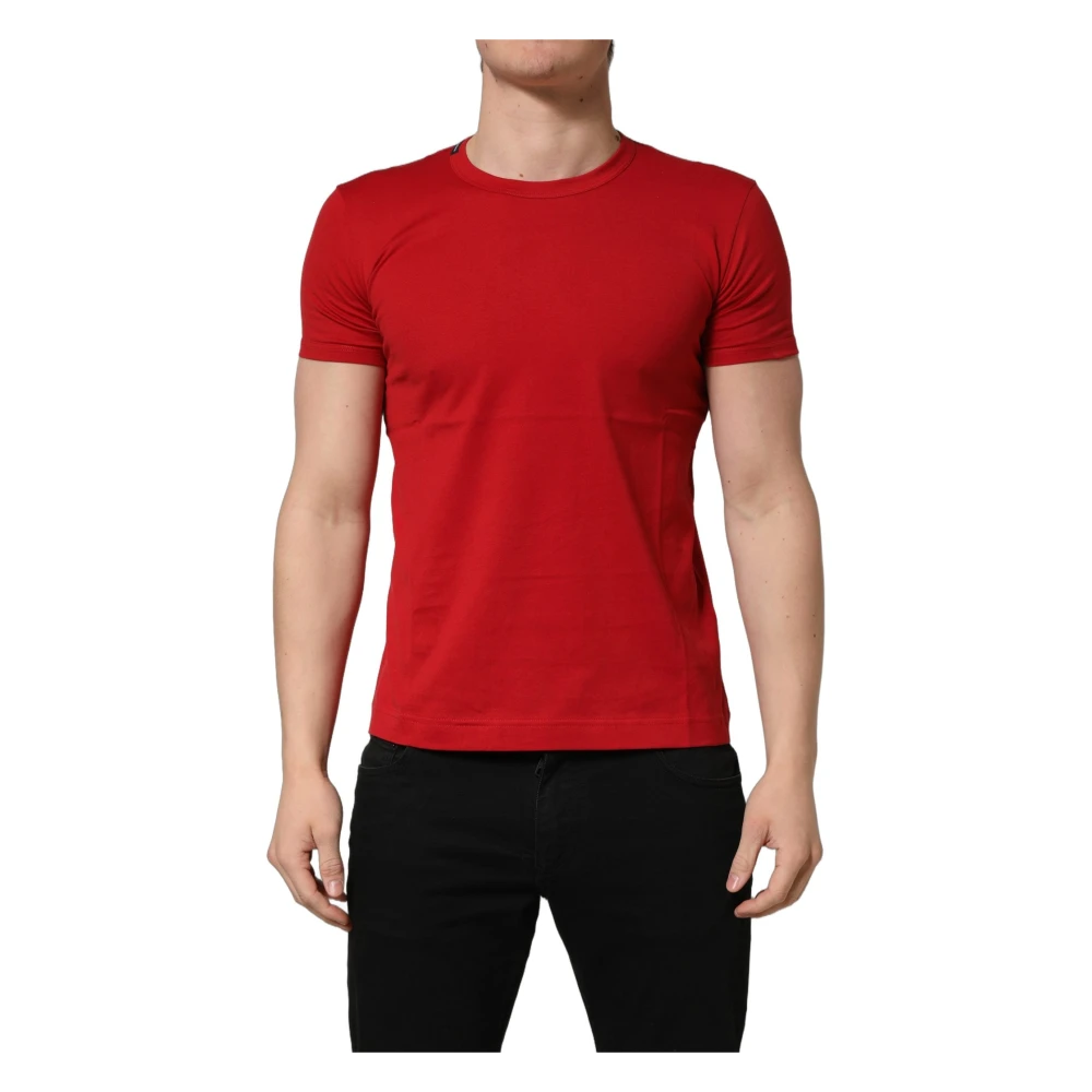 Dolce & Gabbana , T-Shirts, Male, Red, Xs, Goodluck 2023 Cotton Crew Neck T-Shirt