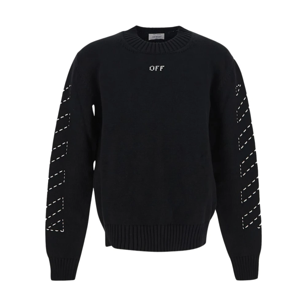 Off White Black Knit Jumper - Male - Round-Neck Knitwear - S - Knitwear