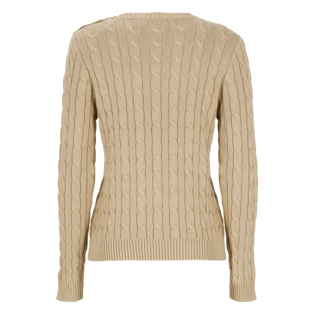 Ralph Lauren Beige Katoenen Trui met Geborduurd Logo Beige Dames