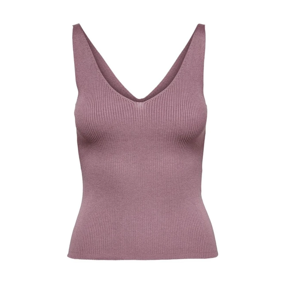 Jacqueline De Yong Women's Purple Ribbed Knit Tank Top